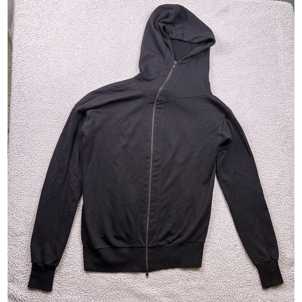 Ann Demeulemeester Hoodie 34 S Black Asymmetrical Zip Sweatshirt Avant Garde